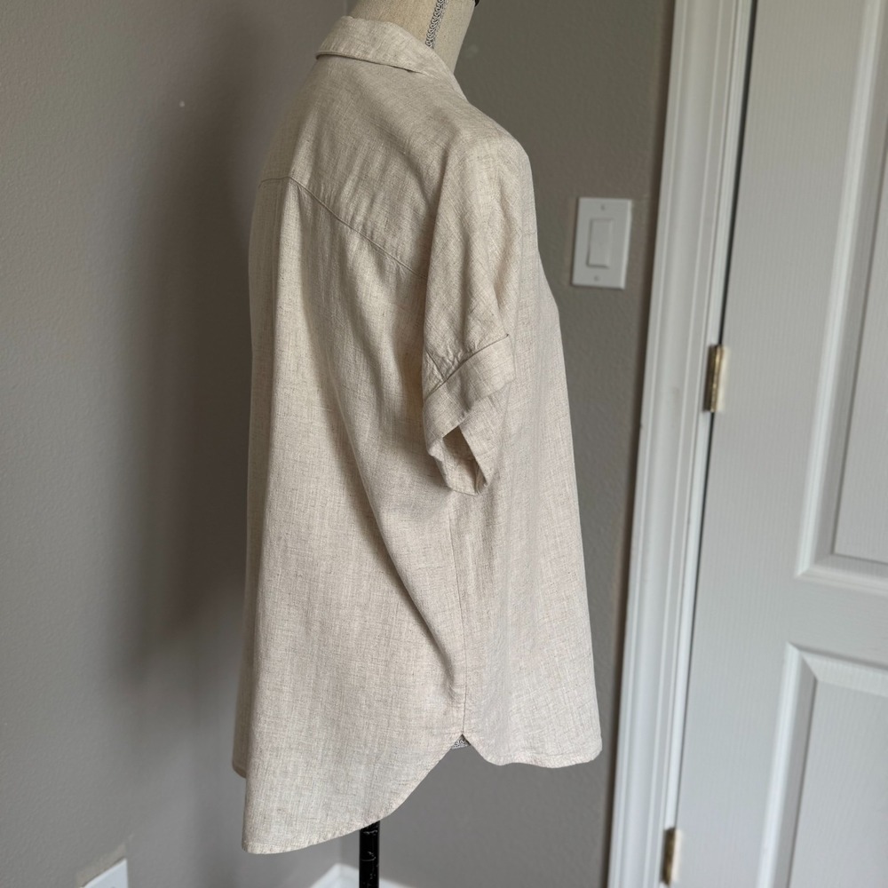 Soft Surroundings Shirt Women XS Oatmeal Linen Coastal Gran Lagenlook Cottage - Picture 3 of 10